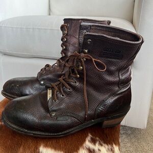 Ad Tech brown, leather, steel toe lace up boots… men’s 12 M.  Water resistant!